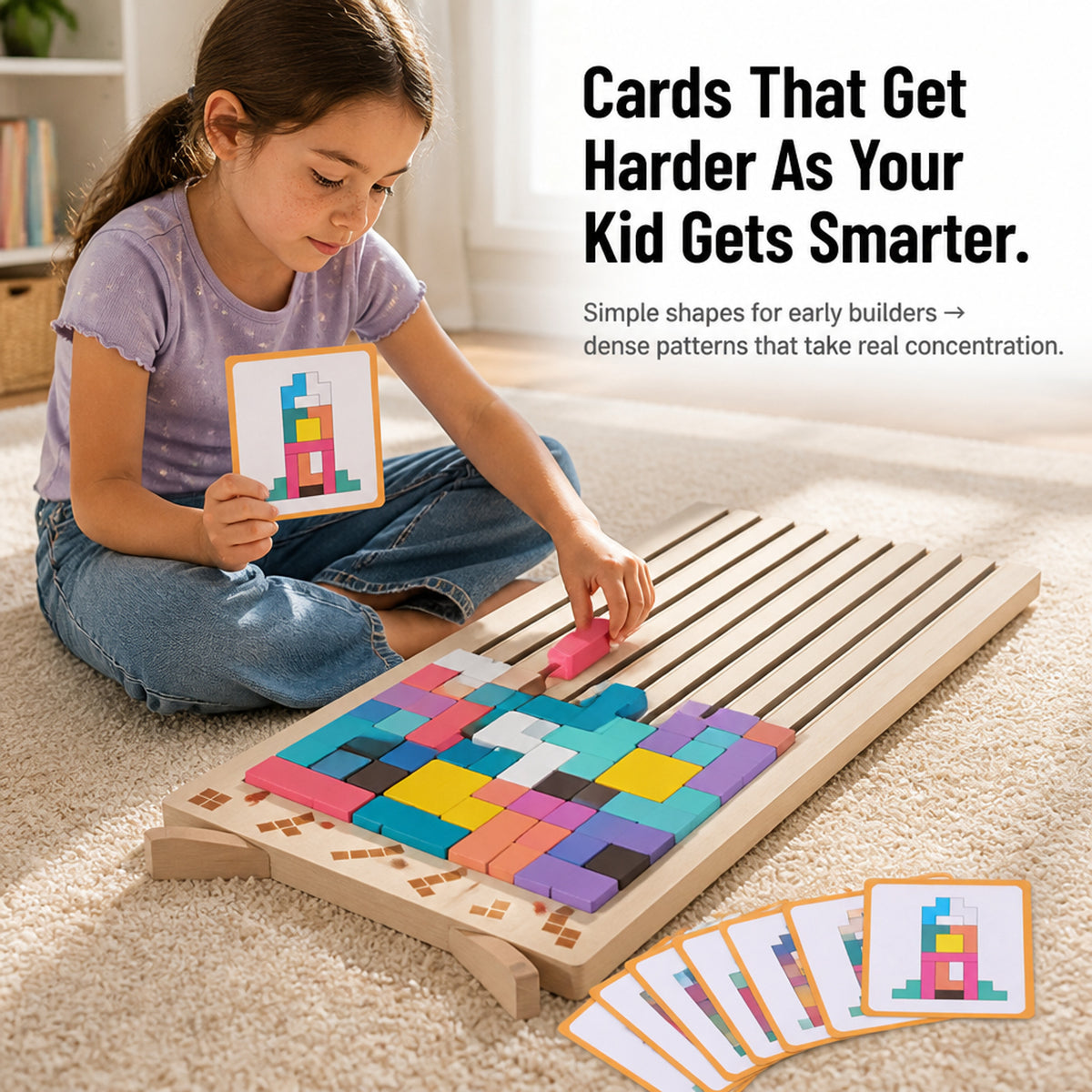 Vertical Wooden Block Puzzle For Screen-Free Focus - Image 4