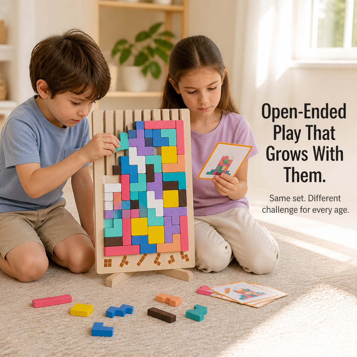 Vertical Wooden Block Puzzle For Screen-Free Focus - Image 5