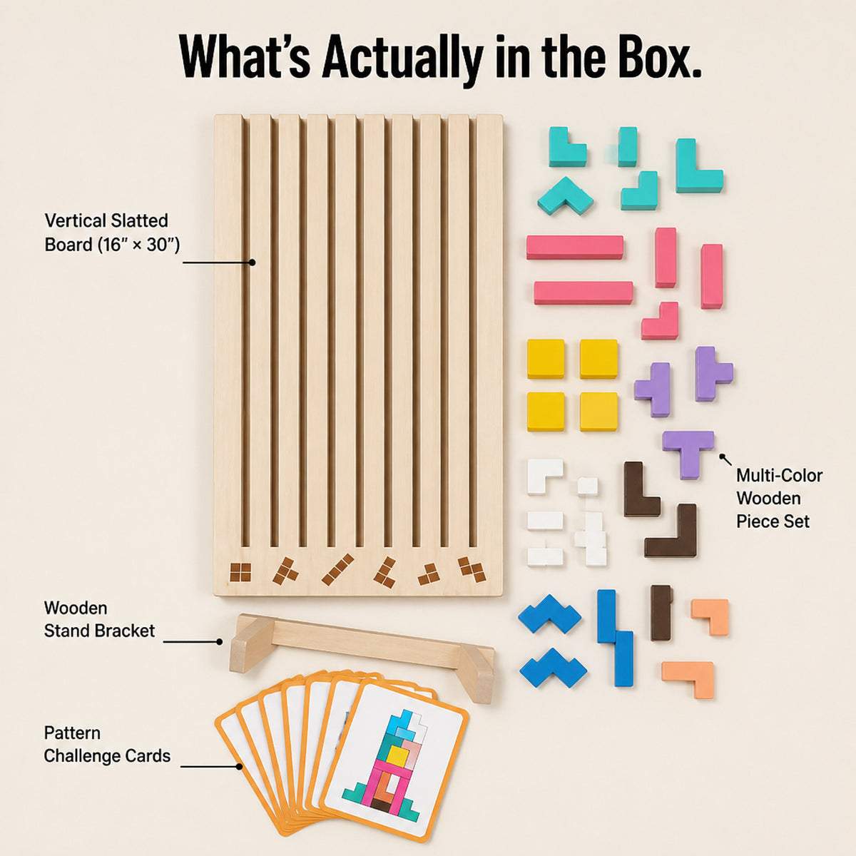 Vertical Wooden Block Puzzle For Screen-Free Focus - Image 6