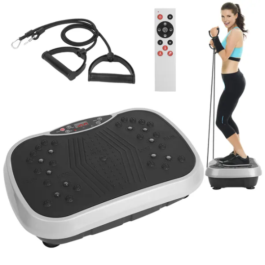 Vibration Plate Exercise Machine With Resistance Bands And Remote Control For Full Body Home Workouts - Image 1