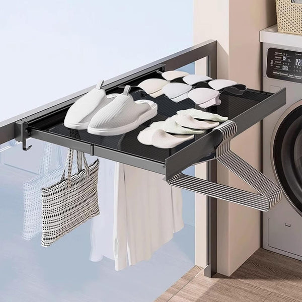 Wall Mounted Drying Rack Extendable With Shelf And Hooks Optimize Your Home Space
