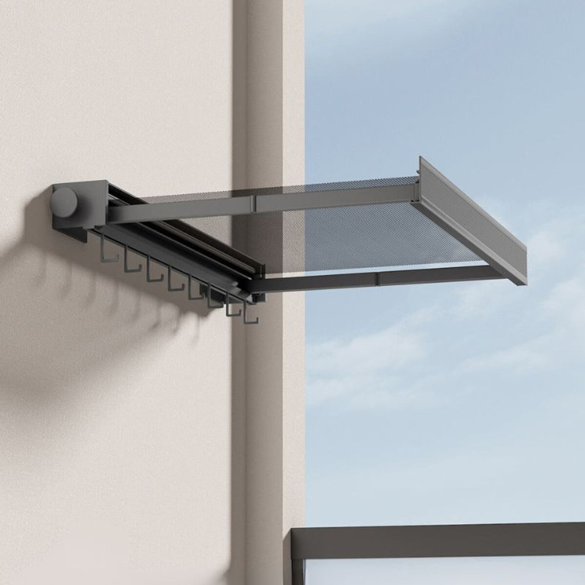 Wall Mounted Drying Rack Extendable With Shelf And Hooks Optimize Your Home Space - Image 1