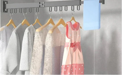Wall Mounted Drying Rack Folding Clothes Drying Rack With Retractable 3-Fold Bar Space-Saving Design For Home Laundry Silver Metal Construction - Image 2