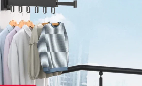 Wall Mounted Drying Rack Folding Clothes Drying Rack With Retractable 3-Fold Bar Space-Saving Design For Home Laundry Silver Metal Construction - Image 4