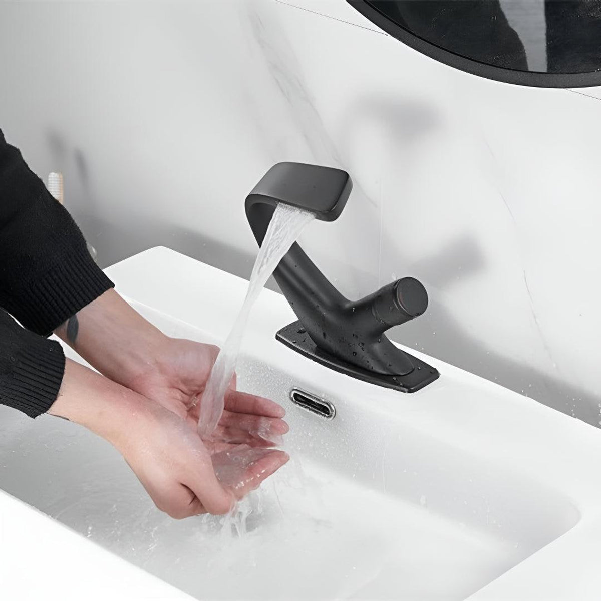 Waterfall Sink Faucet With Single-Handle Mixer For Modern Bathrooms - Image 1