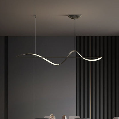 Wave-Shaped Linear LED Pendant Light With Adjustable Height - Image 1