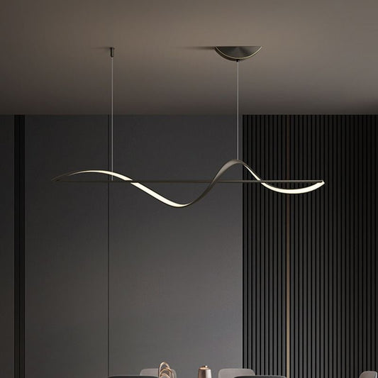 Wave-Shaped Linear LED Pendant Light With Adjustable Height - Image 1