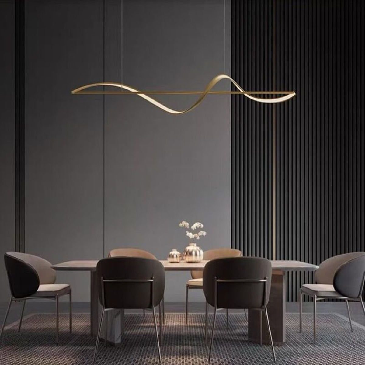 Wave-Shaped Linear LED Pendant Light With Adjustable Height - Image 3