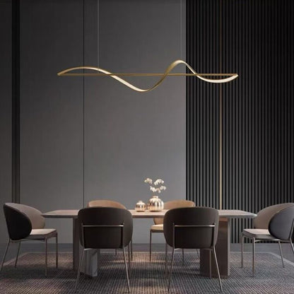 Wave-Shaped Linear LED Pendant Light With Adjustable Height - Image 3