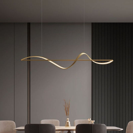 Wave-Shaped Linear LED Pendant Light With Adjustable Height - Image 2