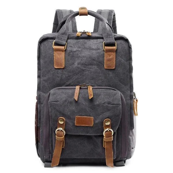 Waxed Canvas Camera Backpack With Large Capacity And Padded Dividers - Image 2