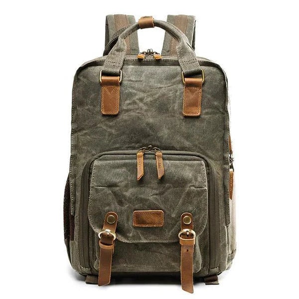 Waxed Canvas Camera Backpack With Large Capacity And Padded Dividers - Image 3