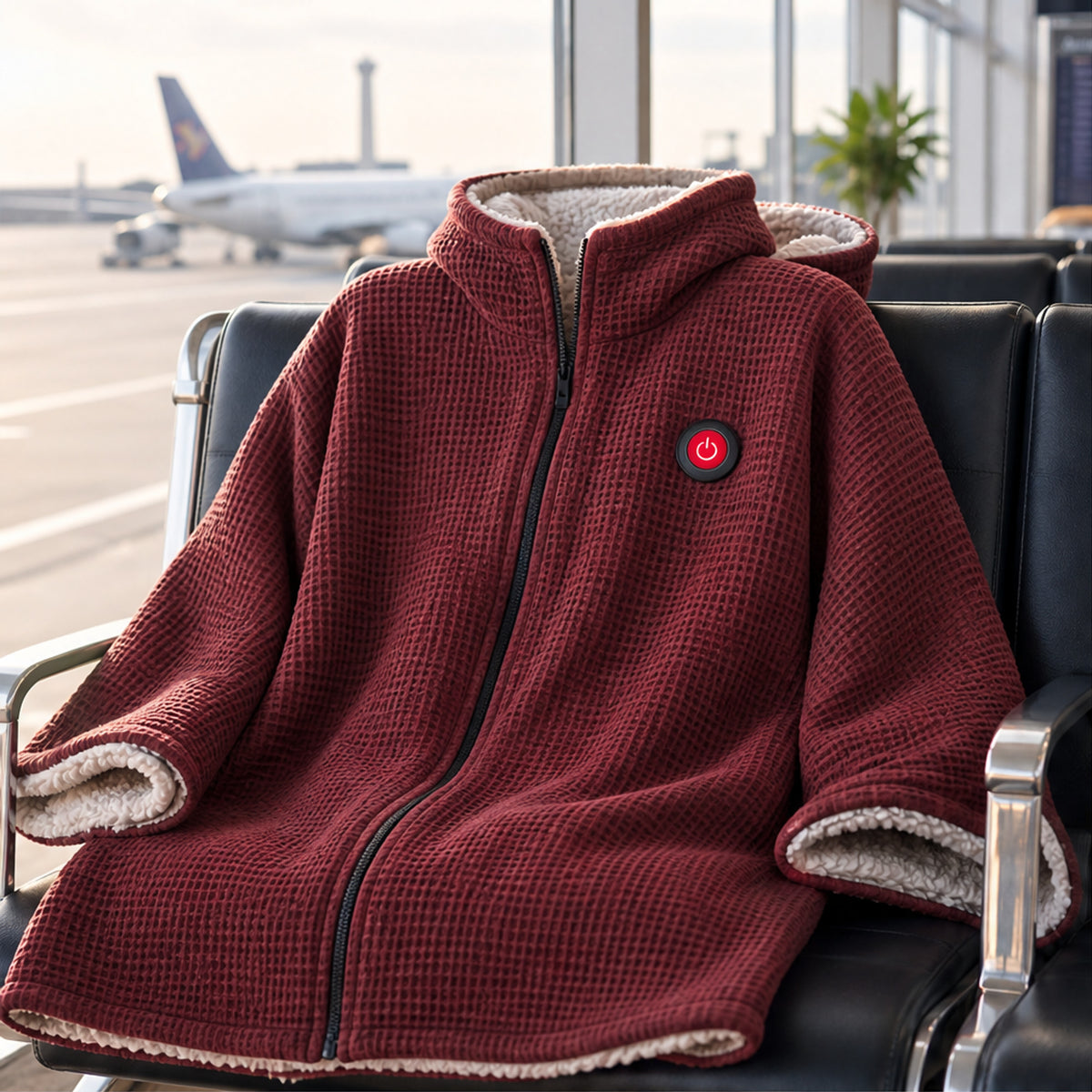 Wearable Heated Blanket With Hands-Free Design And Cozy Waffle-Knit Shell - Image 1
