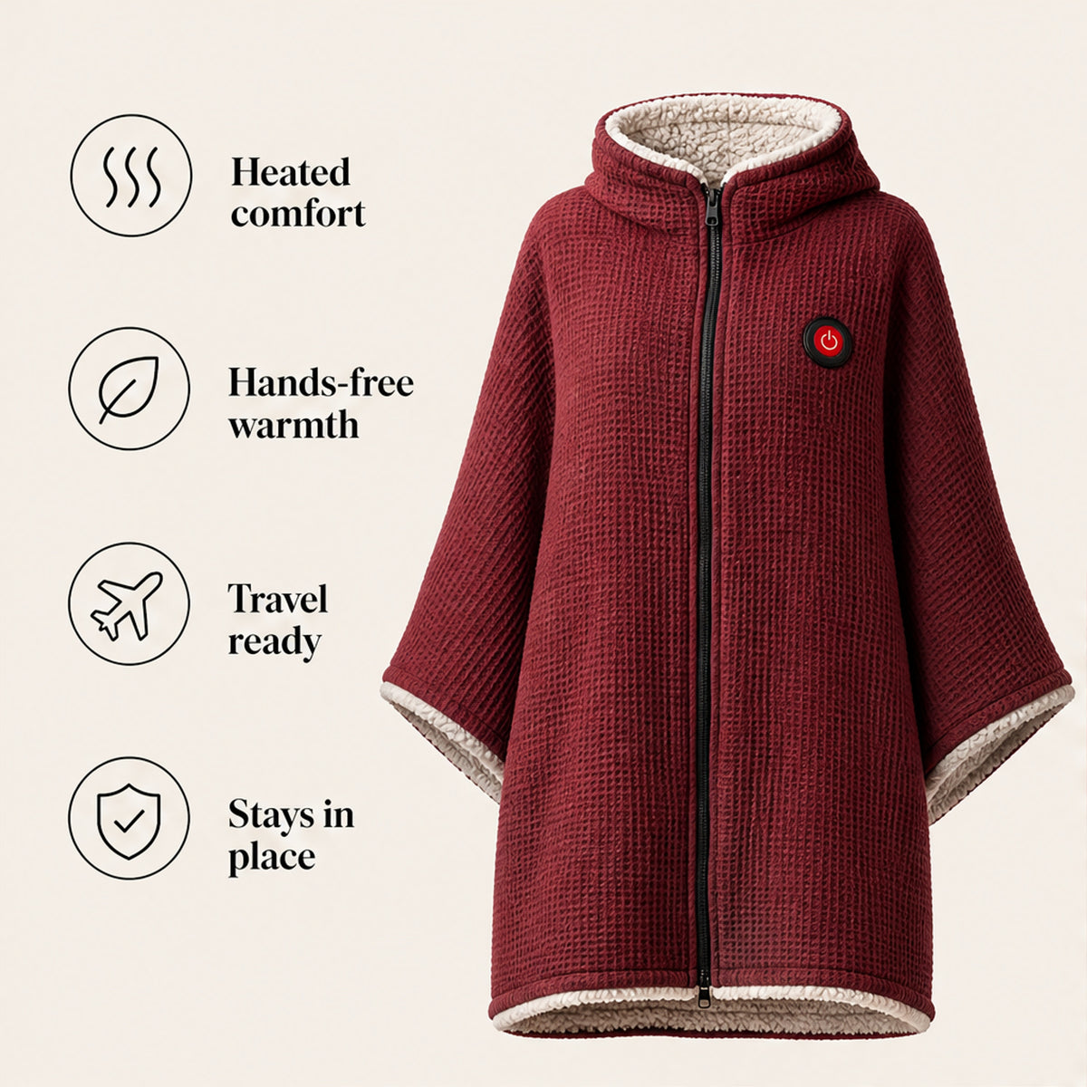 Wearable Heated Blanket With Hands-Free Design And Cozy Waffle-Knit Shell - Image 7