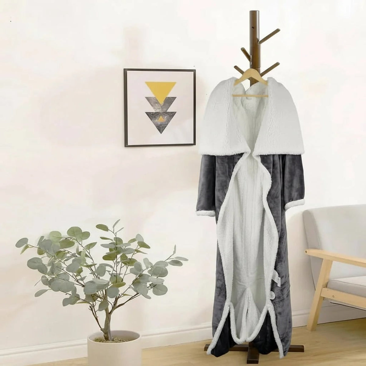 Wearable Heated Throw With Sherpa Fleece Lining And Detachable Controller - Image 8