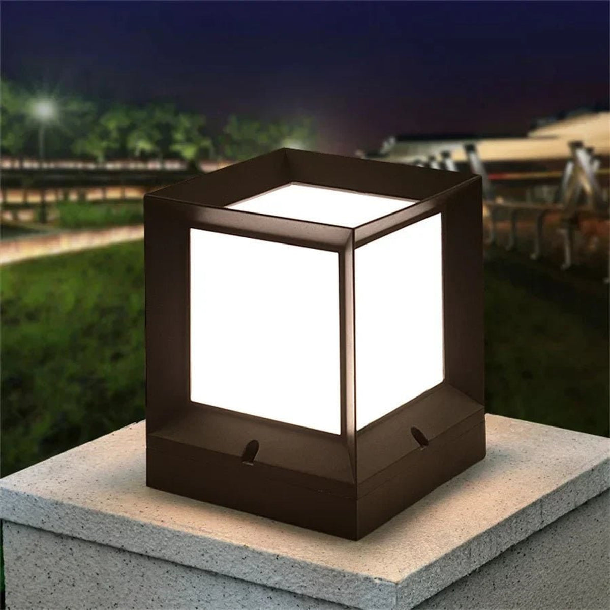 Weatherproof Modern Cube Outdoor Floor Lamp - Image 1