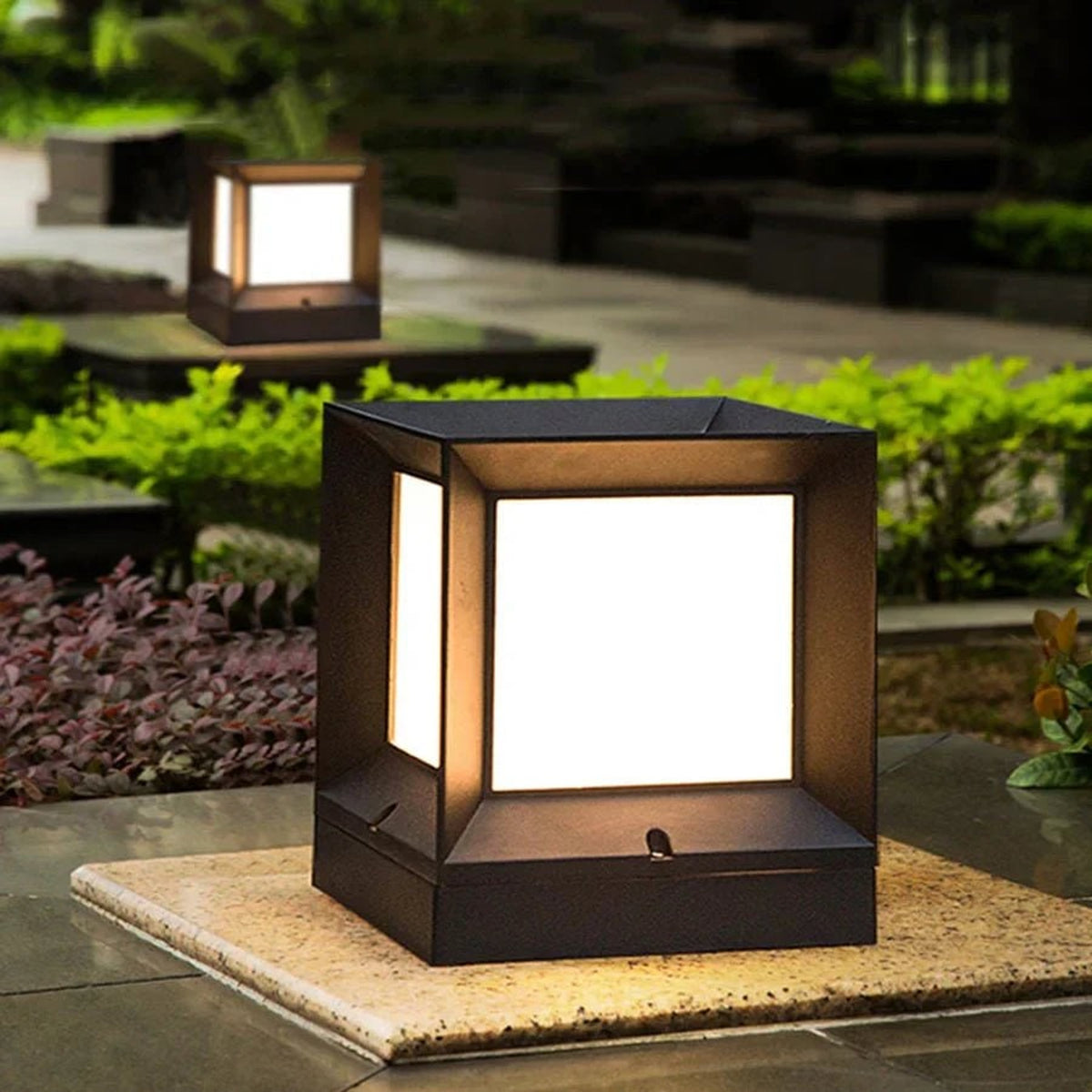 Weatherproof Modern Cube Outdoor Floor Lamp - Image 4