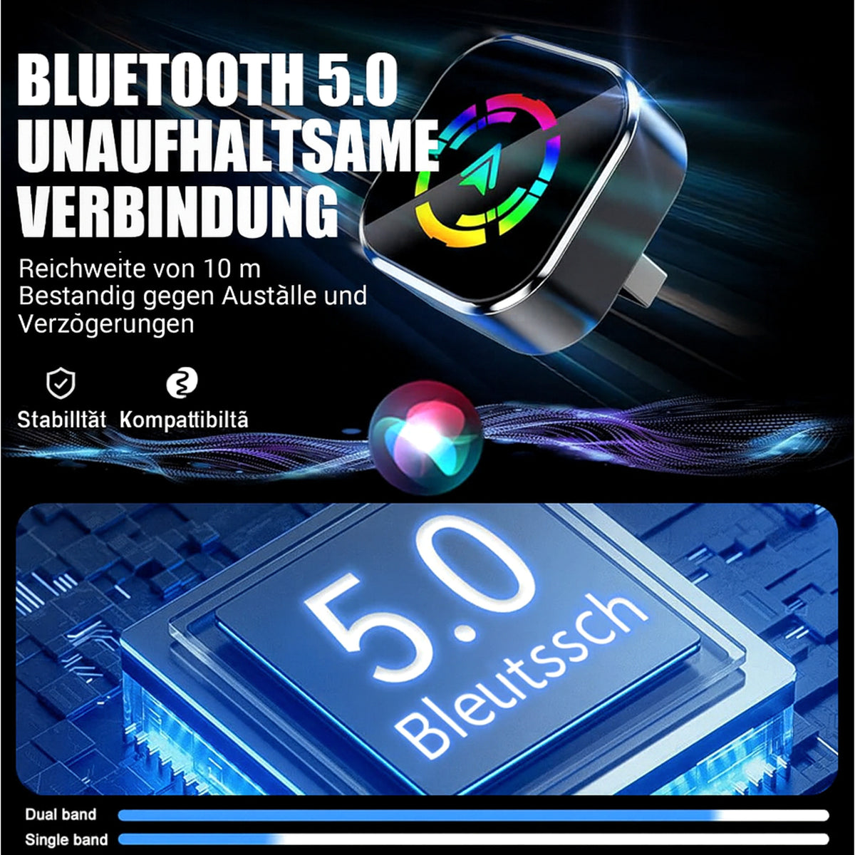 Wireless Adapter For Carplay And Android Auto With Bluetooth 5.0 And Wlan - Image 9