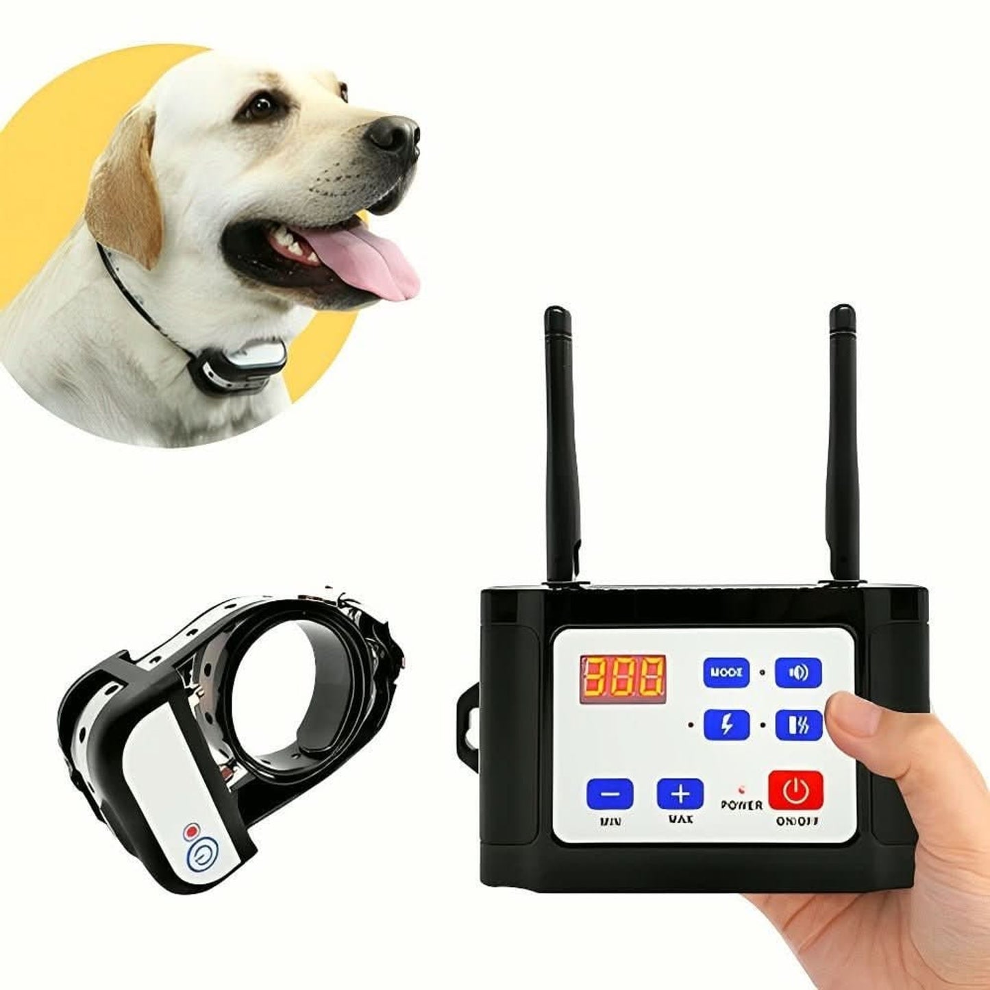 Wireless Dog Fence And Training System Plastic Base Station Waterproof Collars Red Display - Image 9