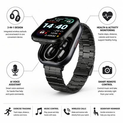 Wireless Earbuds Integrated Into HD Touchscreen Smartwatch - Image 4