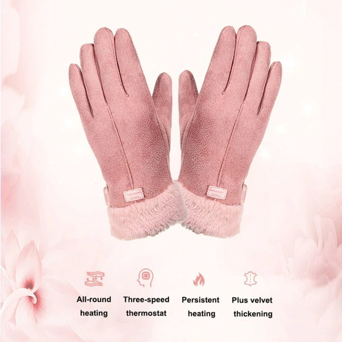Women's Heated Gloves USB Electric With Faux Fur Cuffs And Thick Fleece Lining - Image 8