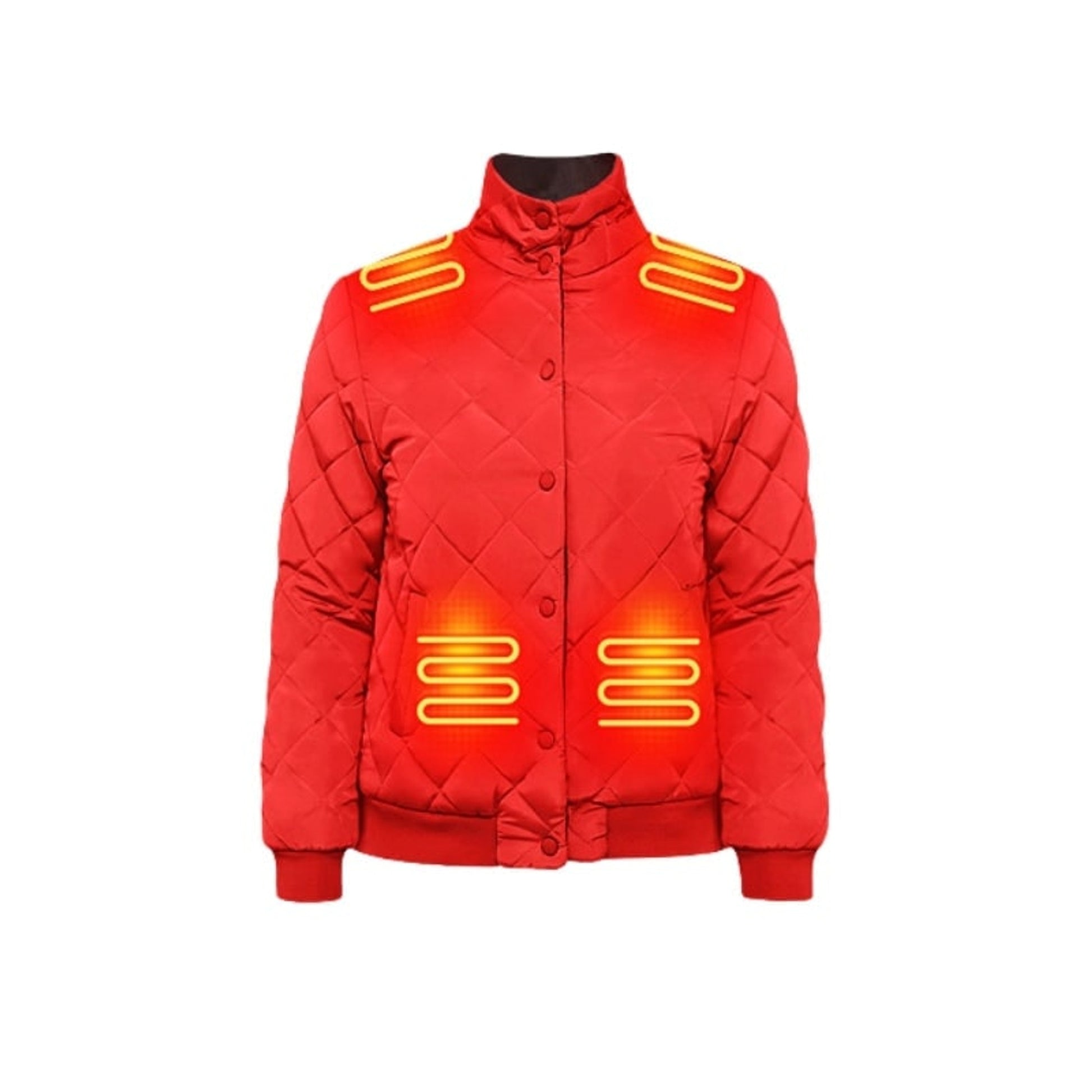 Women's Heated Winter Jacket Electric Quilted Diamond Stitch Bomber With Stand Collar And 8 Heating Zones - Image 2