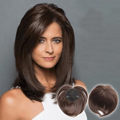 Women's Natural Short Hair Topper With Secure Clips For Thinning Crown - Image 1