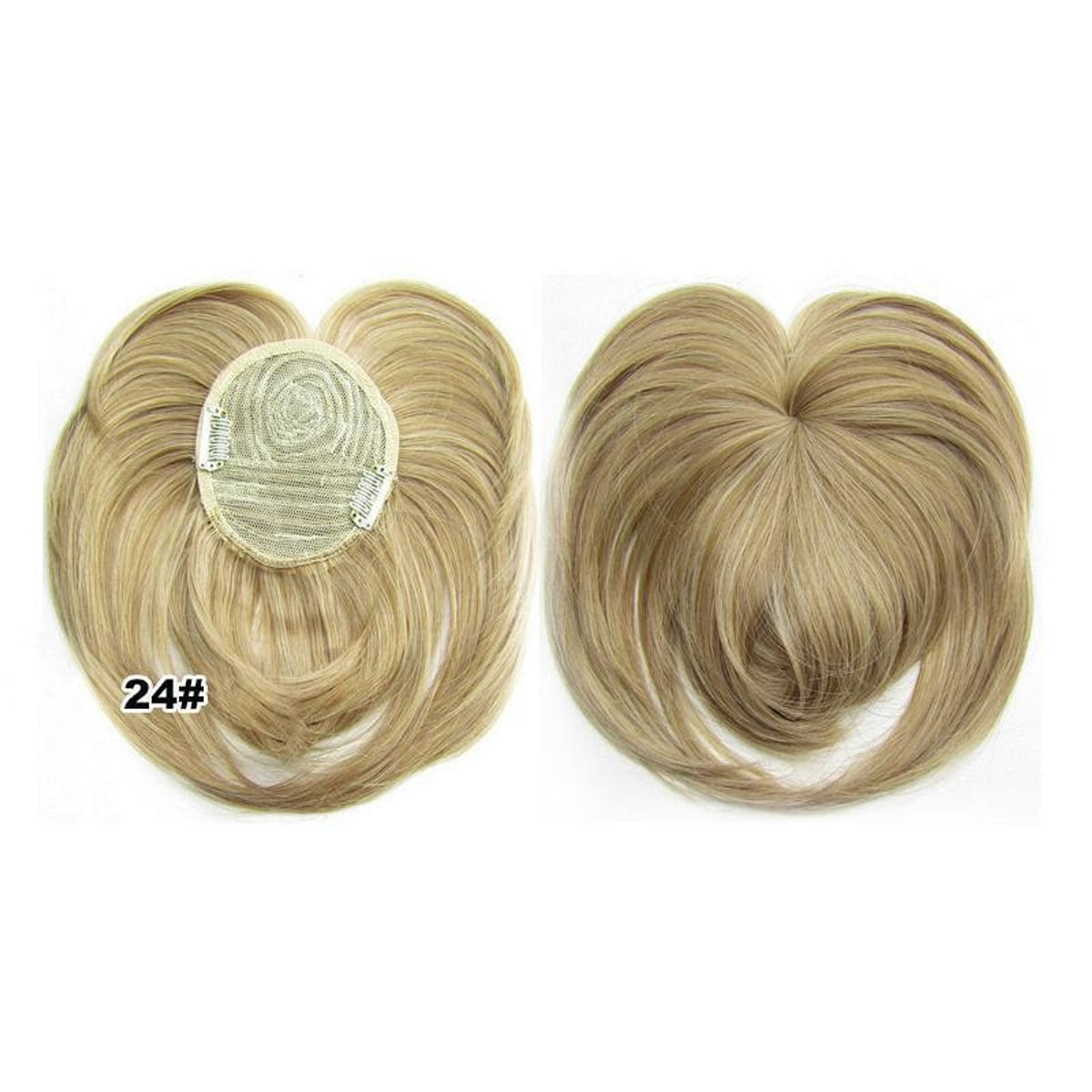 Women's Natural Short Hair Topper With Secure Clips For Thinning Crown - Image 12