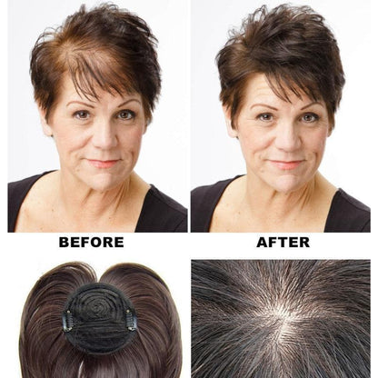 Women's Natural Short Hair Topper With Secure Clips For Thinning Crown - Image 16
