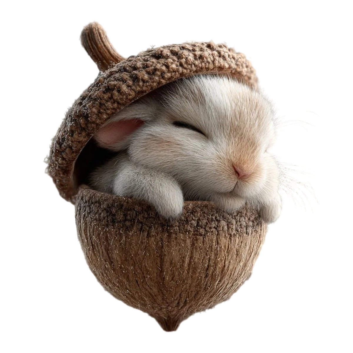 Wooden Acorn Ornament With Sleeping Animal Design - Image 1