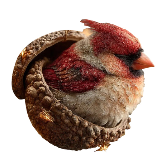 Wooden Acorn Ornament With Sleeping Animal Design - Image 2