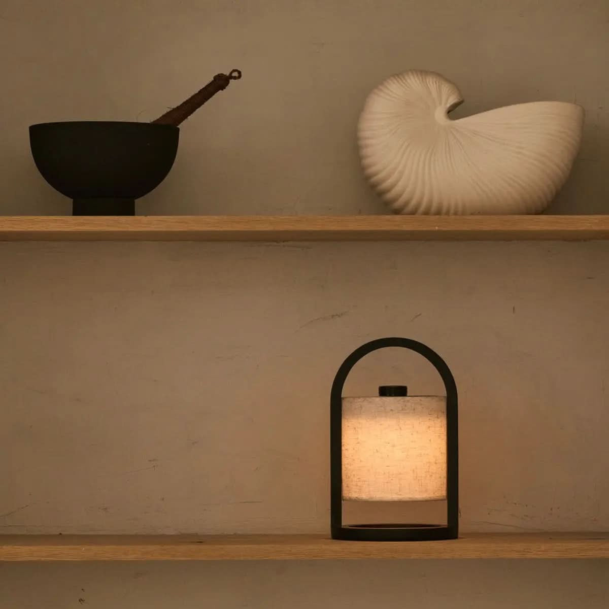 Wooden Cylinder Portable LED Table Lamp With Touch Dimmer - Image 3