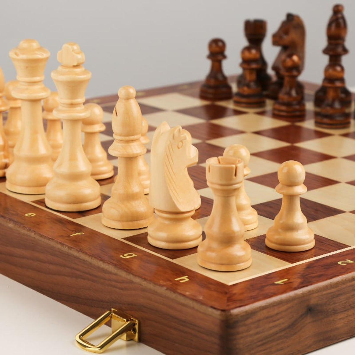 Wooden Folding Chessboard For Children Large Solid Wood Chess Set - Image 3