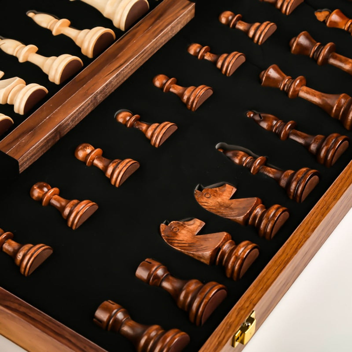 Wooden Folding Chessboard For Children Large Solid Wood Chess Set - Image 2