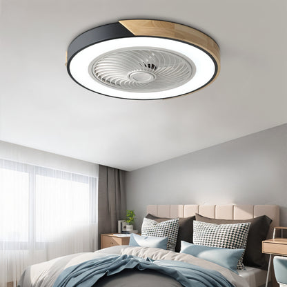 Wooden Trim LED Ceiling Fan Light - Image 1