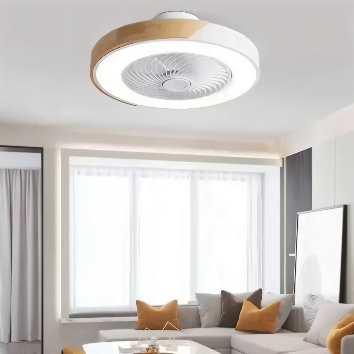 Wooden Trim LED Ceiling Fan Light - Image 2