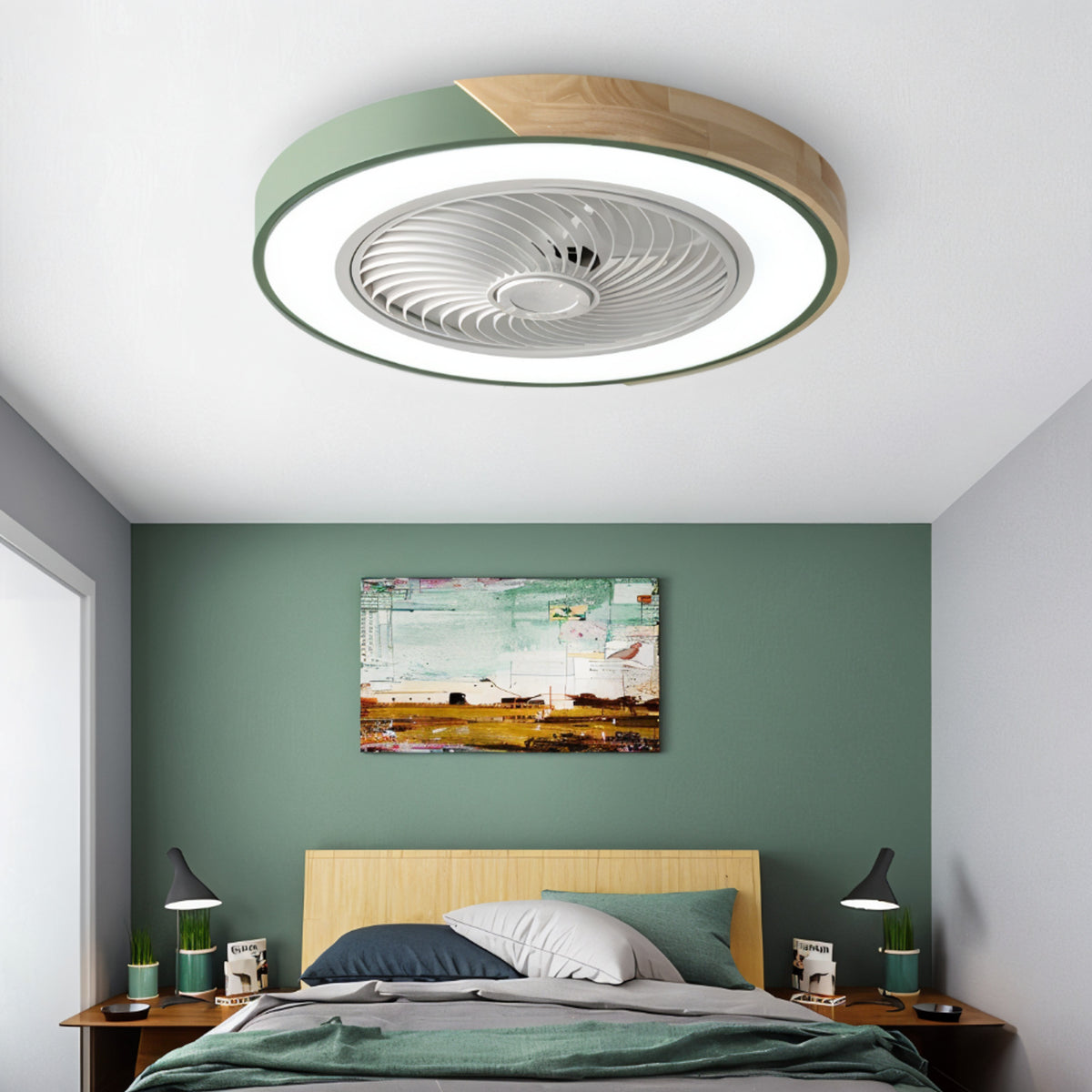 Wooden Trim LED Ceiling Fan Light - Image 3