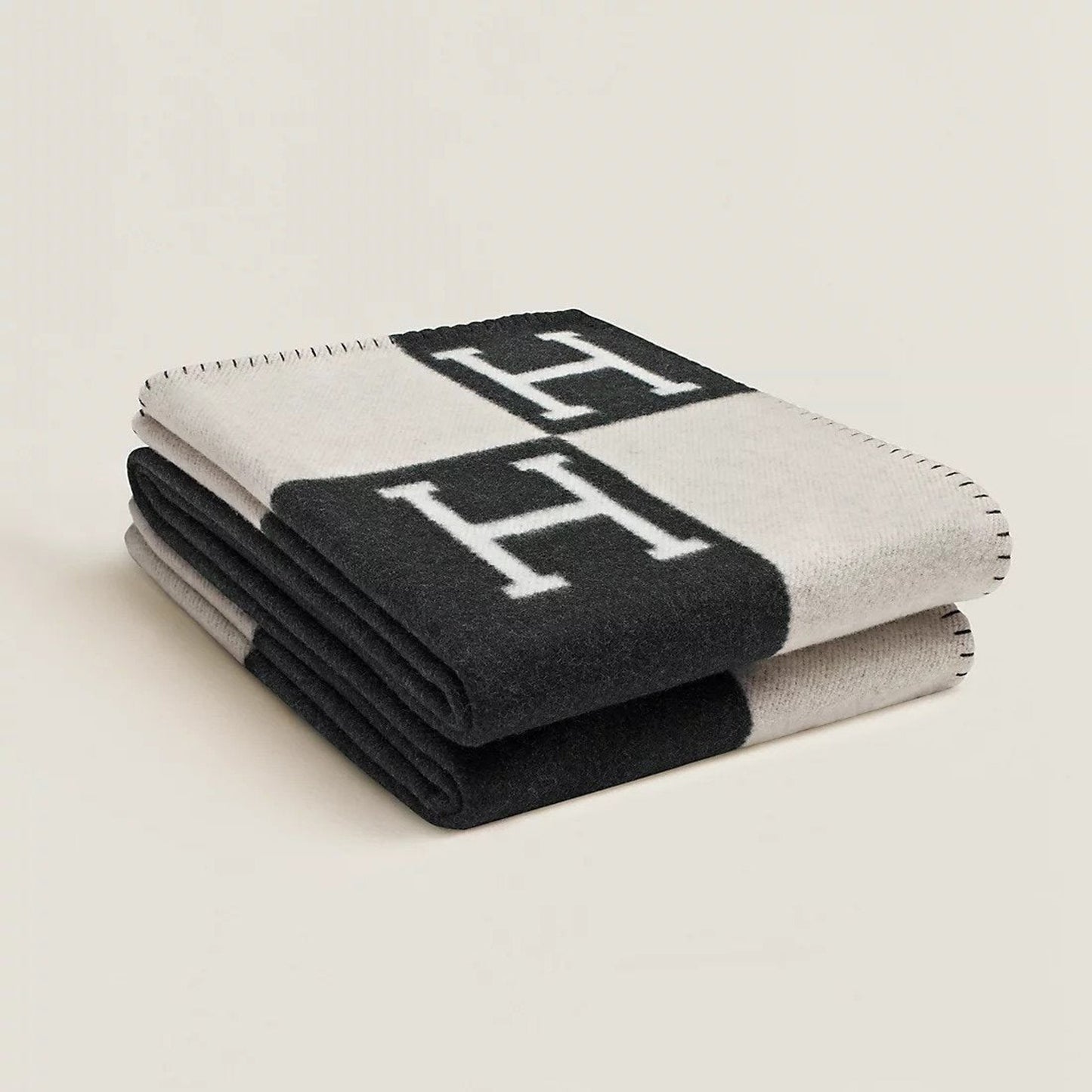 Wool Cashmere Blanket Check Throw Soft - Image 1