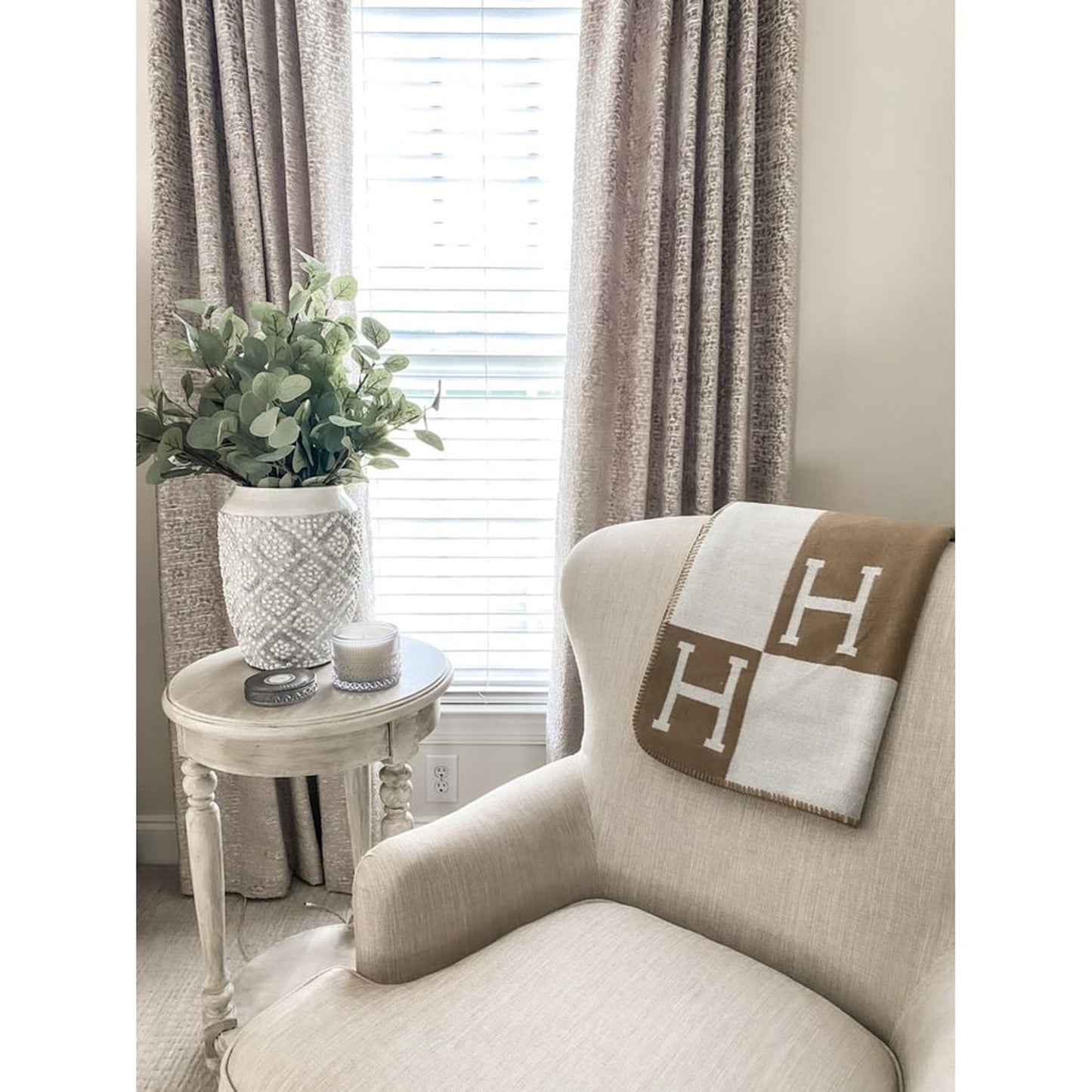 Wool Cashmere Blanket Check Throw Soft - Image 10
