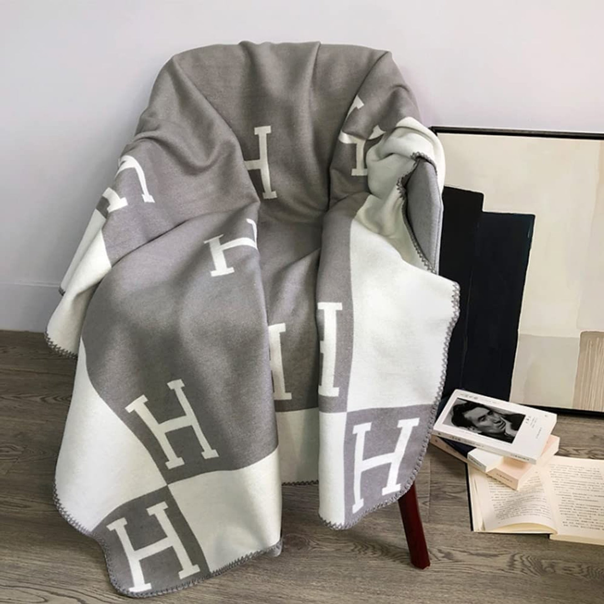 Wool Cashmere Blanket Check Throw Soft - Image 12