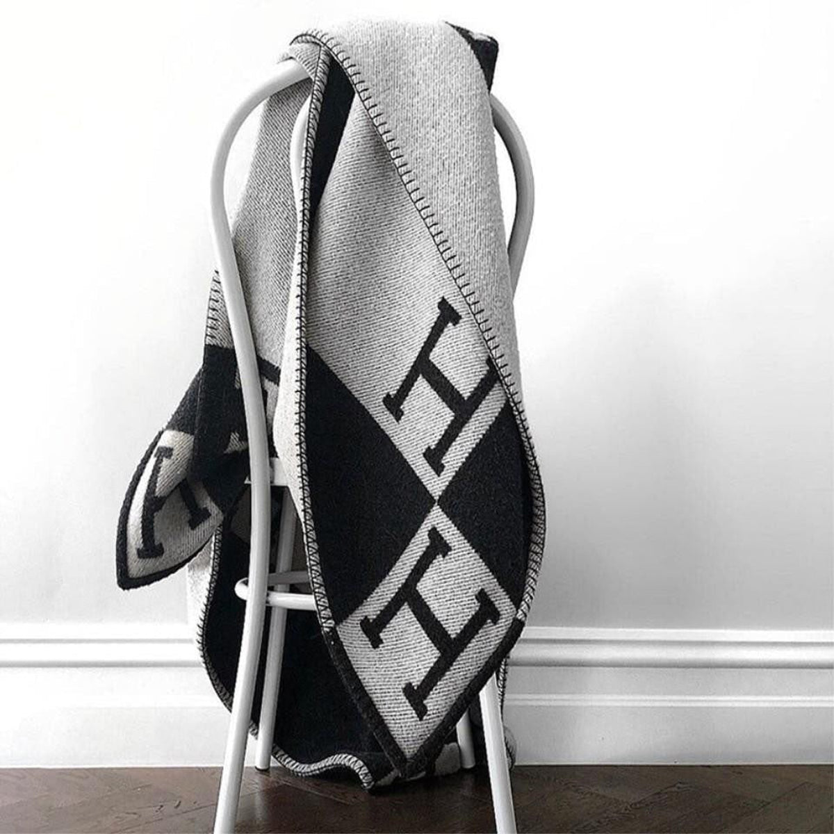 Wool Cashmere Blanket Check Throw Soft - Image 13