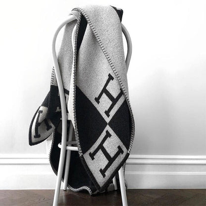 Wool Cashmere Blanket Check Throw Soft - Image 13