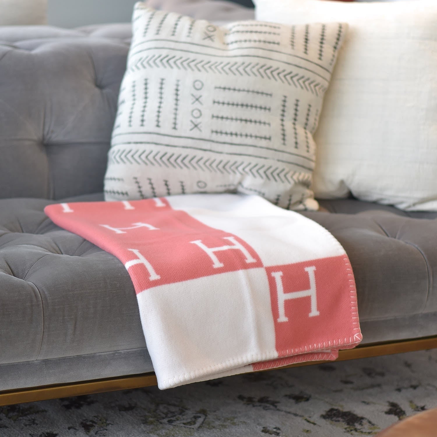 Wool Cashmere Blanket Check Throw Soft - Image 9