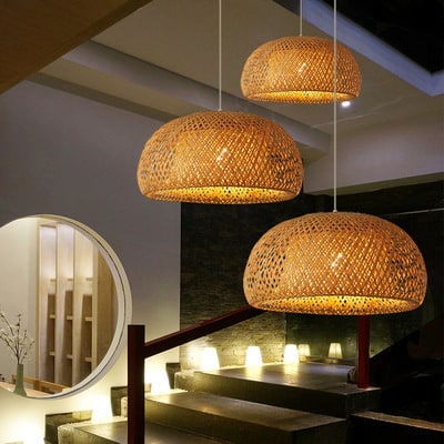 Woven Simple Japanese Bamboo Chandelier - Image 1