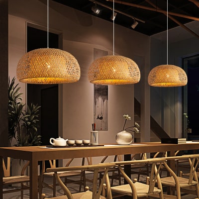 Woven Simple Japanese Bamboo Chandelier - Image 4