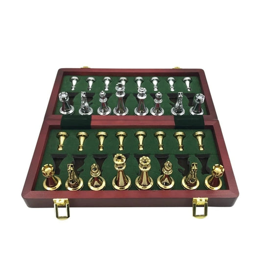 Zinc Alloy Wooden Folding Chess Board Set With 32 Chess Pieces - Image 1
