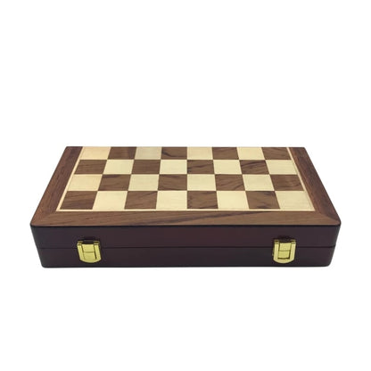 Zinc Alloy Wooden Folding Chess Board Set With 32 Chess Pieces - Image 5